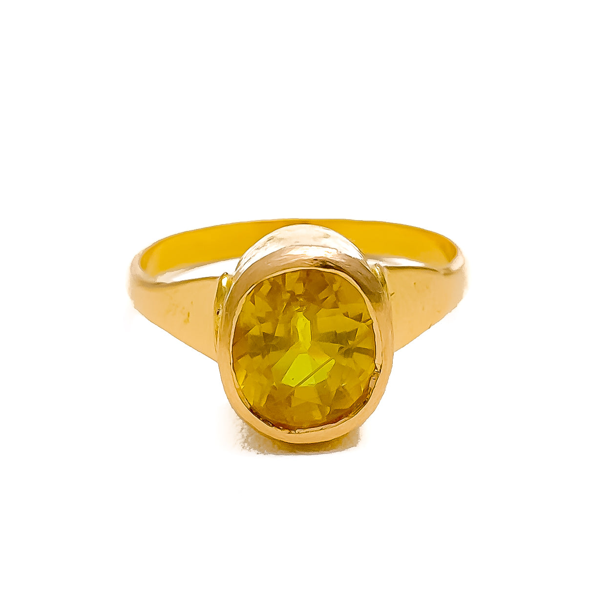 Natural Yellow Sapphire Solitaire Gemstone Men's Ring - Shraddha Shree Gems
